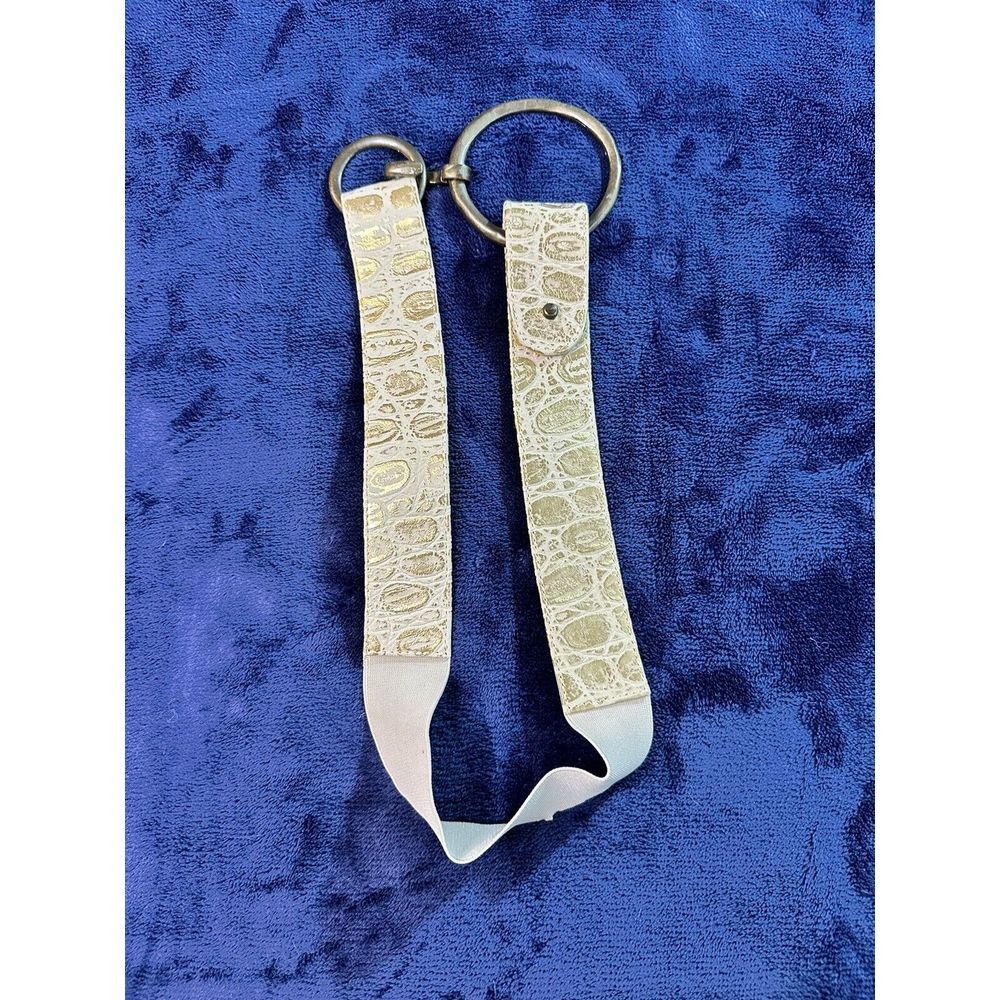 Suzi Roher Metallic Leather Elastic Belt Antiqued Bronze Oversized Buckle S‎